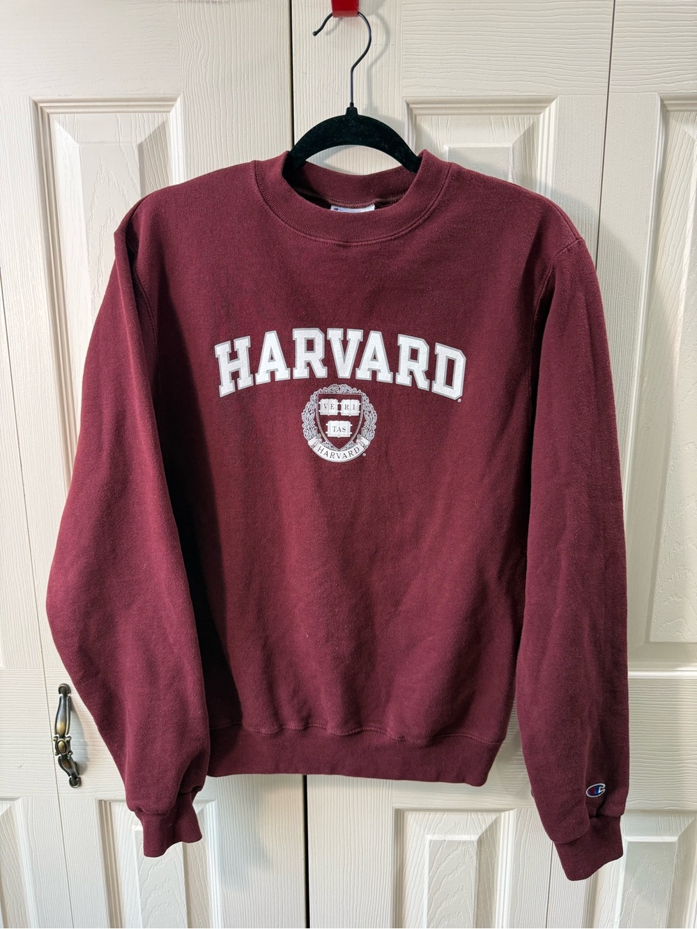 Vintage Y2K Champion Eco Harvard University Crewneck Sweatshirt Burgundy Size S